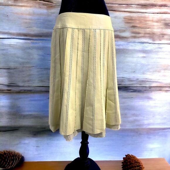 Per Se 100% Leather Pleated Skirt (8) - Picture 1 of 5